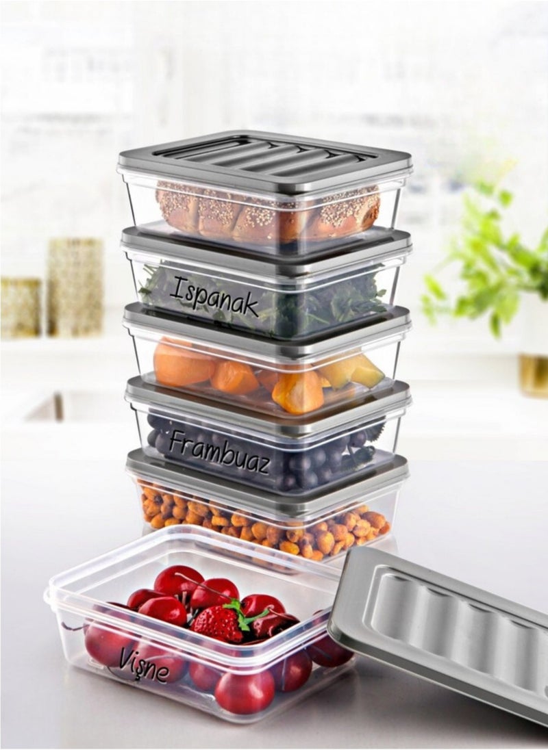 Nandy Home Set of 6 Freshbox Microwave and Freezer Suitable Storage Container Set 3 - X6 0,6 Lt  - Image 1