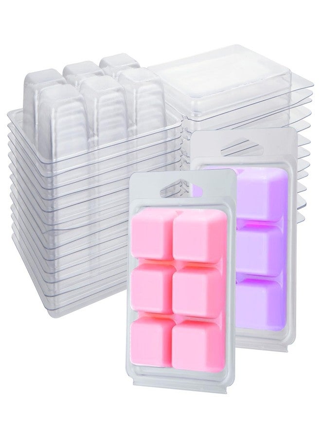 JMIATRY 150 Packs Wax Melt Containers 6 Cavity Square Plastic Wax Melt Molds Clamshells for Waxs Melts Clear Waxs Melts Clamshells, Empty Candle Melt-Molds - Image 1