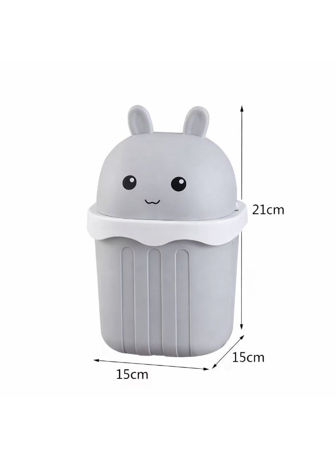 Fikriyah | Mini Trash Bin - Trash Can For Office - Cute Dustbin - Silver -  1.5L - Image 3