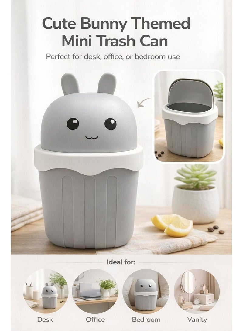 Fikriyah | Mini Trash Bin - Trash Can For Office - Cute Dustbin - Silver -  1.5L - Image 2