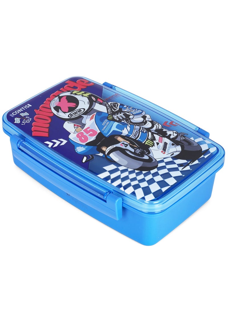 Nova kids Bento Lunch Box with Spoon And Fork - Motorbike Blue - Image 2