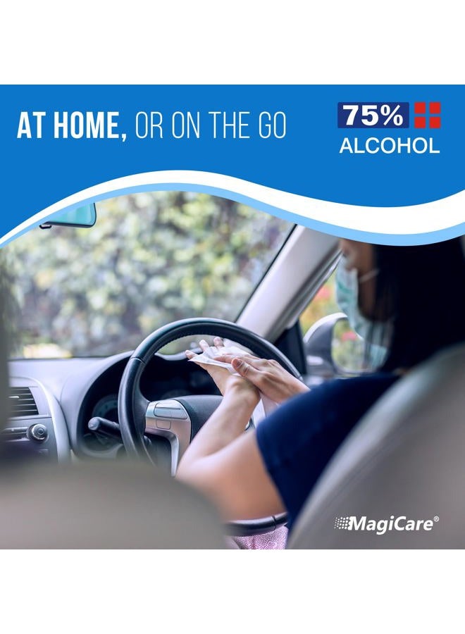 MagiCare 75% Large Alcohol Wipes (4-80ct Packs) - Alcohol Hand Sanitizing Wipes, Premium - Unscented Hand Wipe, Sanitizer Wipe - Travel, Home, Classroom, Camping - 4 Soft Packs (320pcs) - Image 5