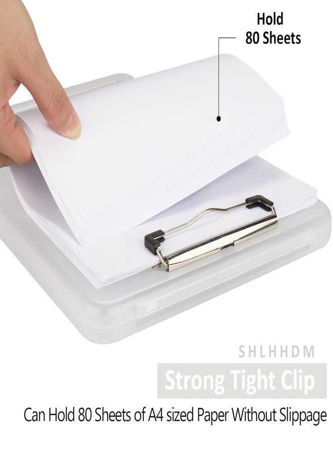 KARTUNBOX-A4 Clipboards File Cover Folder Clip Clamp Binder Organizer Case File Box Waterproof Type Clipboard Box File with Storage Document case with Clip Writing Drawing Office (Translucent) - Image 2