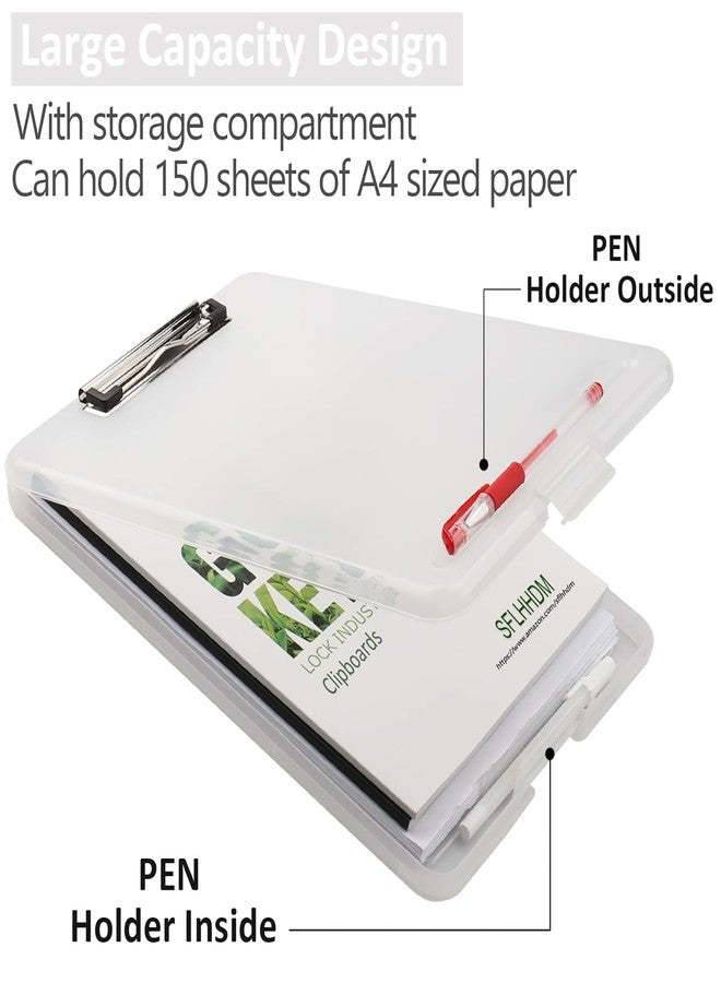 KARTUNBOX-A4 Clipboards File Cover Folder Clip Clamp Binder Organizer Case File Box Waterproof Type Clipboard Box File with Storage Document case with Clip Writing Drawing Office (Translucent) - Image 4