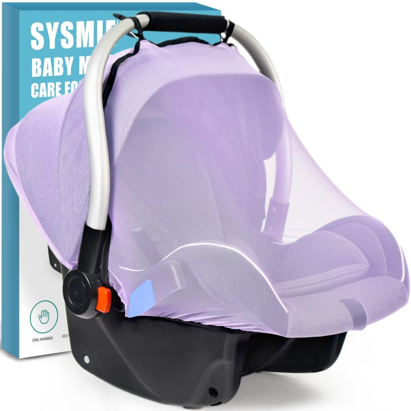 Sysmie Mosquito Net for Baby Car Seats Infant Car Seat Insect Mesh Net Breathable Universal Fit for All Car Seats Premium Quality Machine Washable Durable Long Lasting Infant Insect Netting Purple