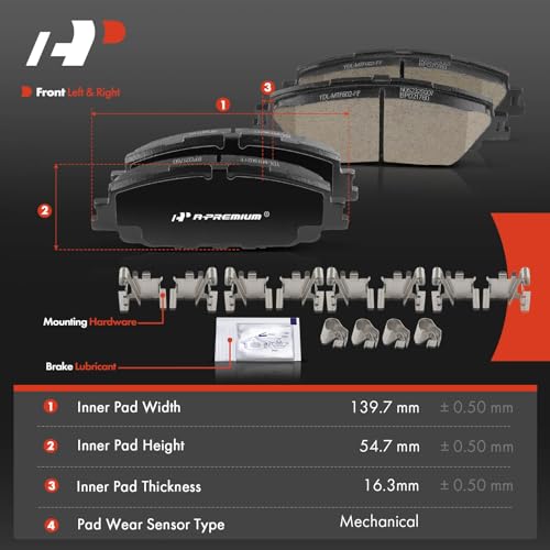 A-Premium Front Ceramic Disc Brake Pads Set Compatible with Toyota Corolla 2019-2022, Prius Prime 2020-2022, 4 Pcs - Image 5
