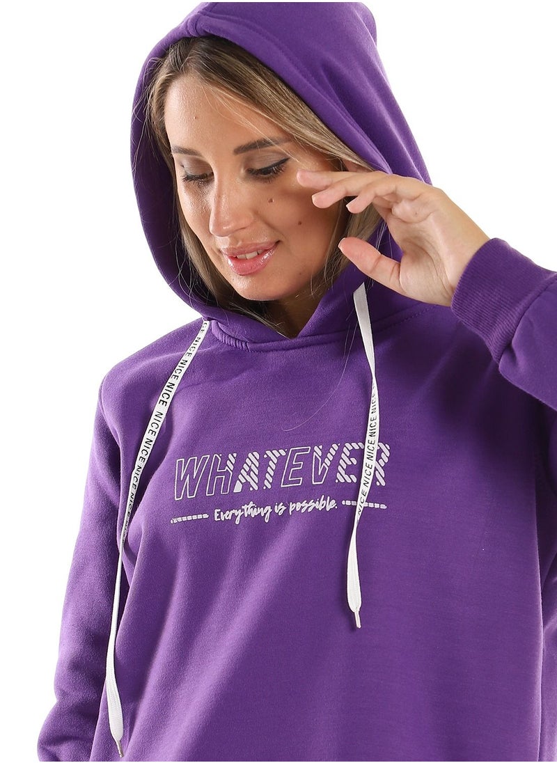 Caesar - Woman  Printed Long Hoodie With Two Open Side - Image 1