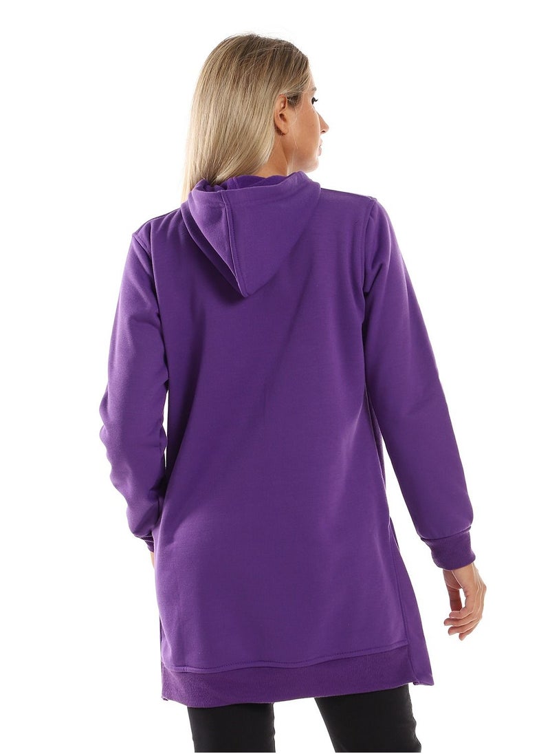 Caesar - Woman  Printed Long Hoodie With Two Open Side - Image 1