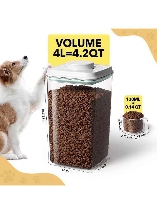أنكو وعاء تخزين طعام الكلاب الفاخر من Ankou مع مغرفة سعة 130 مل، 4 لتر / 4.2 كوارت / 135 أونصة، وعاء طعام محكم الإغلاق للكلاب والقطط للطعام الجاف والمكافآت، وعاء تخزين طعام القطط خالٍ من مادة BPA، وعاء بلاستيكي قابل للتكديس بغطاء مع غطاء، قطعتان - Image 5