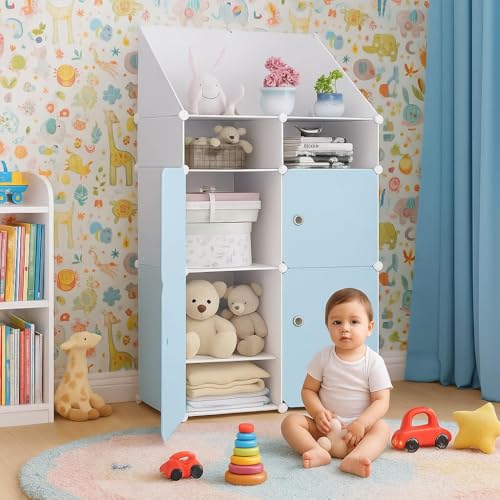 Ticoh 6 Door Plastic Wardrobe for Kids - Cupboard for Clothes Storage Rack, Almirah for Clothes, Baby Collapsible Wardrobe, Multi-Purpose Kids Storage Organizer for Books,Toy,Living Room - Image 2
