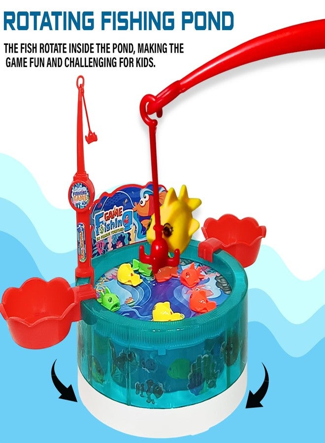 NHR Magnetic Fishing Game Toy for Kids with Music & Lights, Rotating Water Play Fishing Set, Magnetic Fish Catching Game for Toddlers & Children (Green) - Image 4