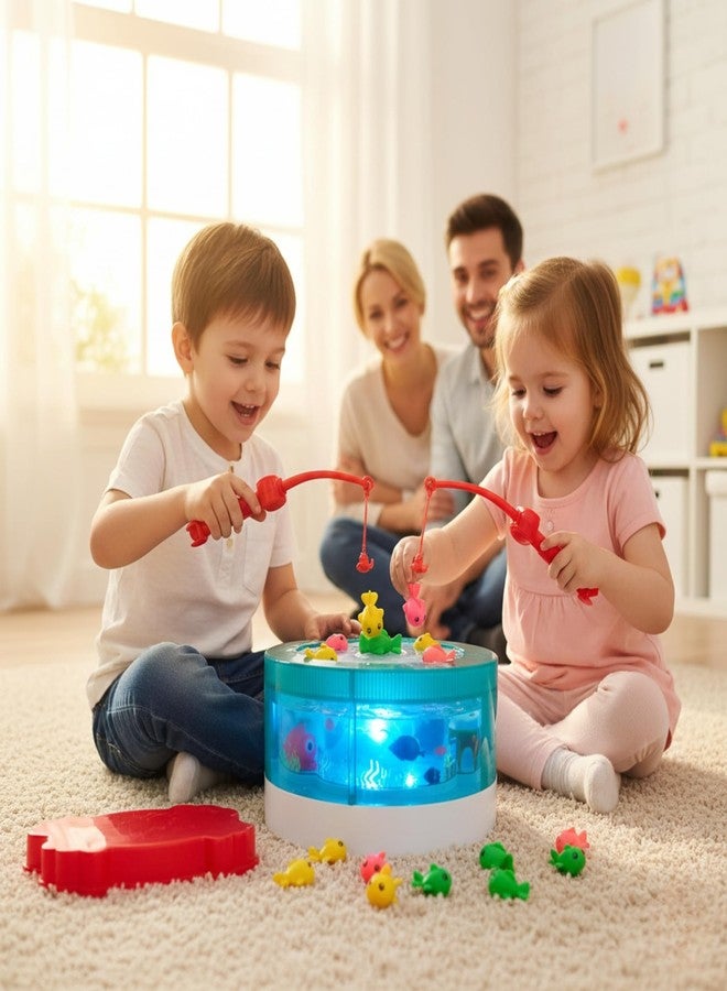 NHR Magnetic Fishing Game Toy for Kids with Music & Lights, Rotating Water Play Fishing Set, Magnetic Fish Catching Game for Toddlers & Children (Green) - Image 3