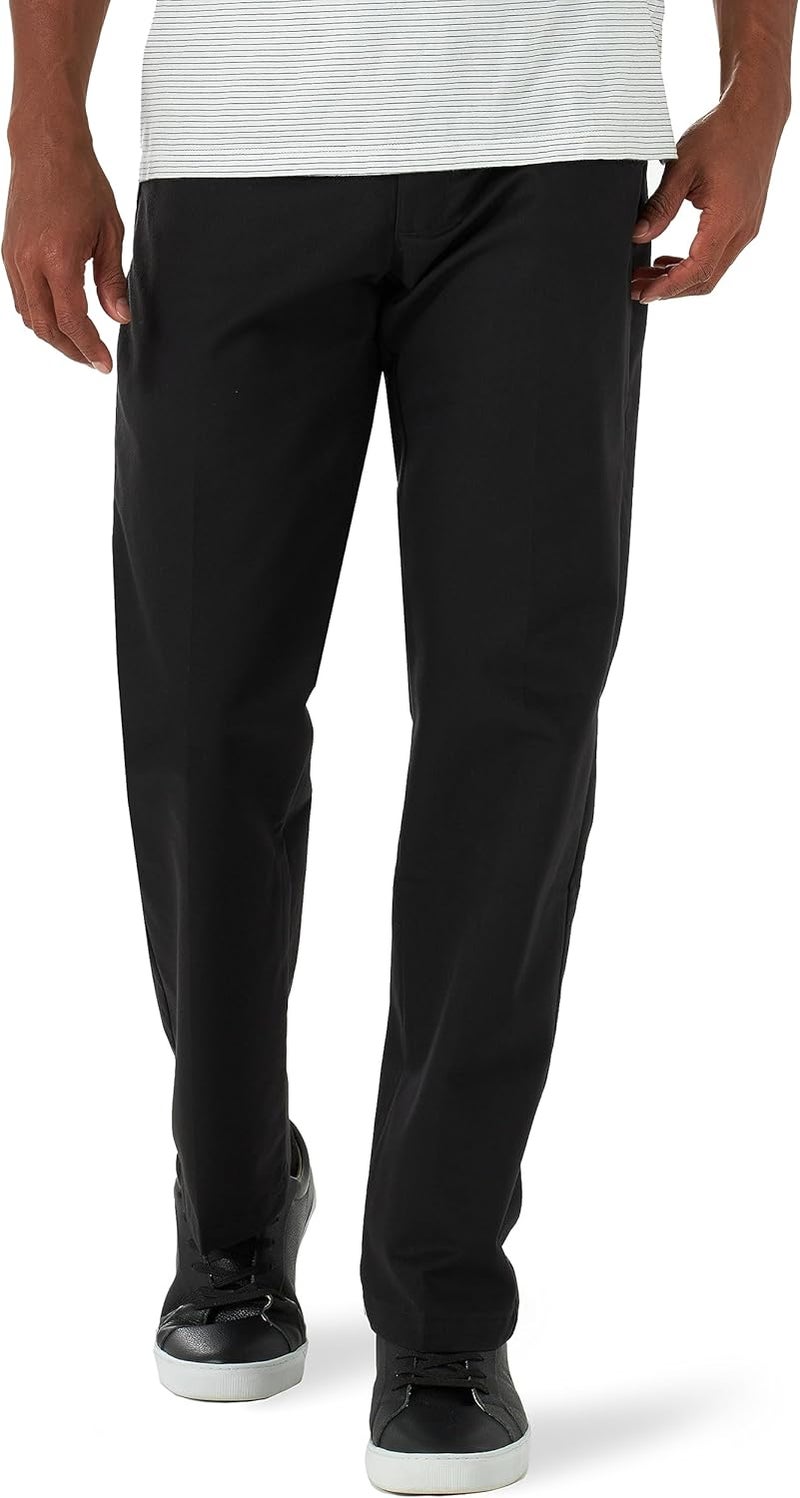 Lee Men's Total Freedom Stretch Relaxed Fit Flat Front Pant Casual - Black, 29W x 32L - Image 1