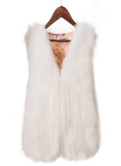 Loquat Women's Imitation Fox Fur Warm Vest White  - Image 1