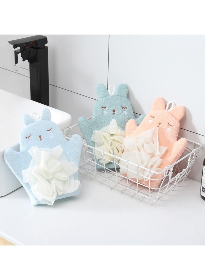 3Pcs Baby Bath Gloves - Bath Ball Gloves - Sponge Brush Bath Silk Gloves - Toddler Bath Gloves - Baby Bath Gloves Cleansing Scrub Mitt（Pink+Blue+Green） - Image 3