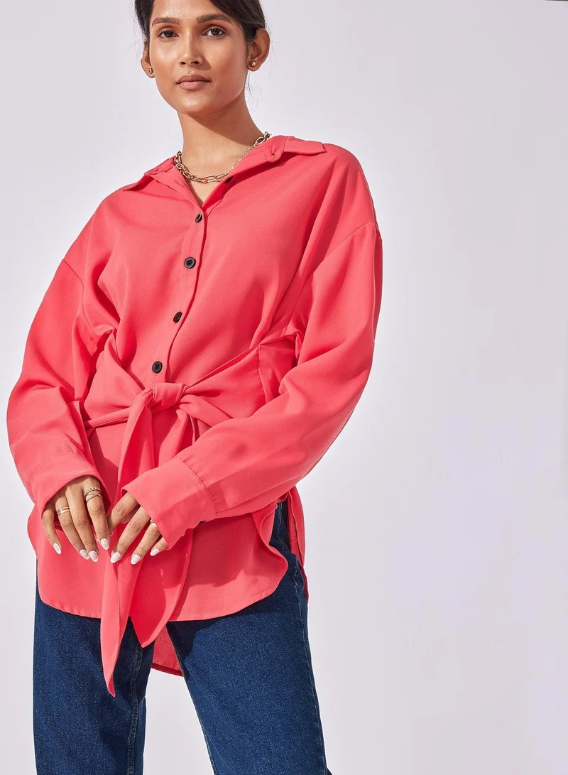 ذا ليبل لايف بلوزة بفيونكة أمامية بنقشة الفراولة