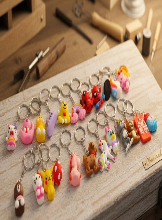 Crafts and Toys Cute Cartoon Keyrings | Assorted 3D Silicone Keychains for Kids & Teens, Backpack Charms, Party Favors & Durable Zipper Pulls | for Birthday Gift, Return Gift Pack of 30 - Image 3