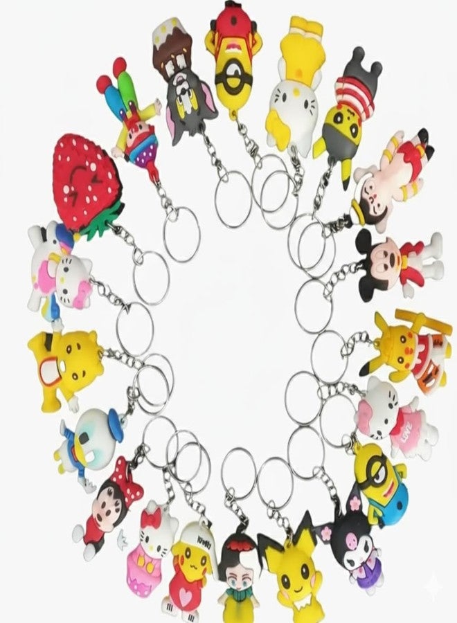 Crafts and Toys Cute Cartoon Keyrings | Assorted 3D Silicone Keychains for Kids & Teens, Backpack Charms, Party Favors & Durable Zipper Pulls | for Birthday Gift, Return Gift Pack of 30 - Image 1