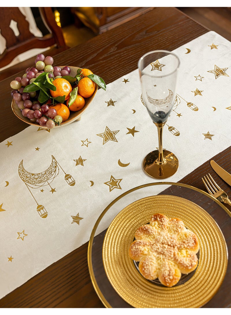 Islamic Crescent Moon Tablecloth - Elegant Ramadan & Eid Home Decor, Prayer Table Cover, Dining & Tea Table Runner for Muslim Household & Gift - Image 4