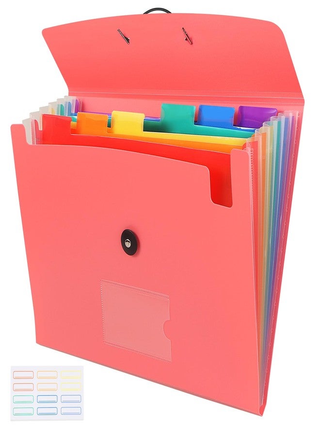 CASAON 7 Pocket Accordian File Folders, Expanding File Folder A4 Letter Size Paper Portable Document Organizer-Pink - Image 1