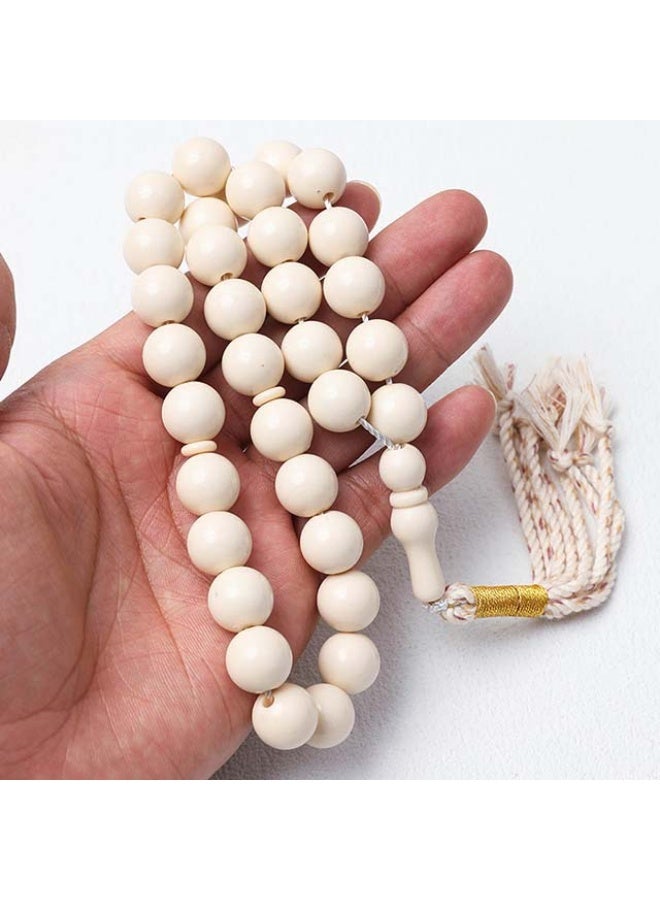 NIBEMINENT 33 Muslim Prayer Beads White/14mm 