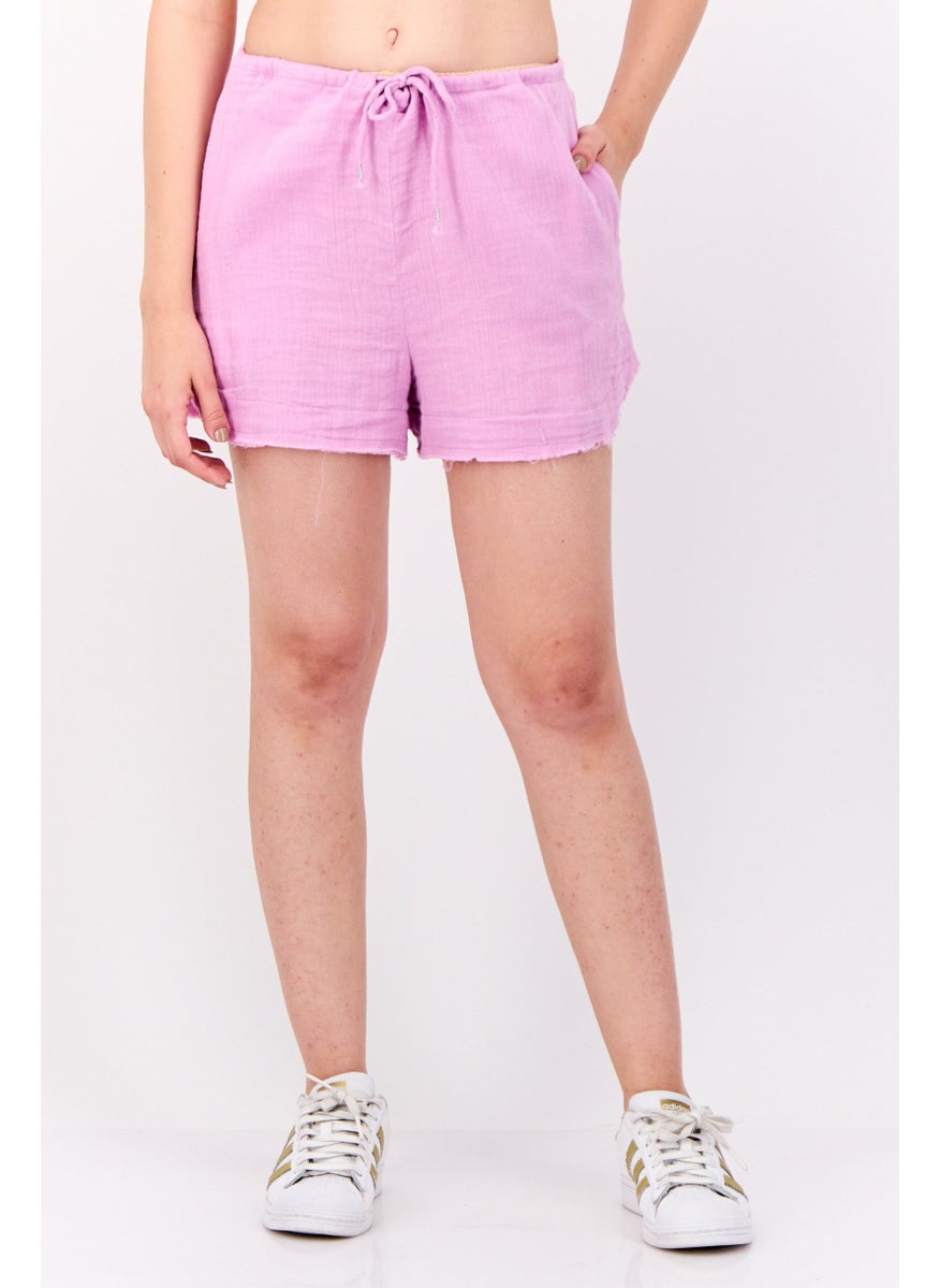 Lefties Women Plain Basic Shorts, Lavender  - Image 1