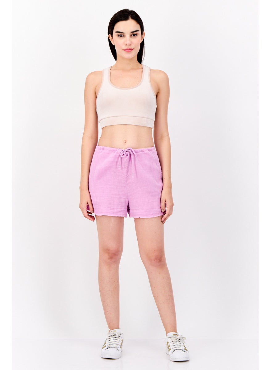 Lefties Women Plain Basic Shorts, Lavender  - Image 4