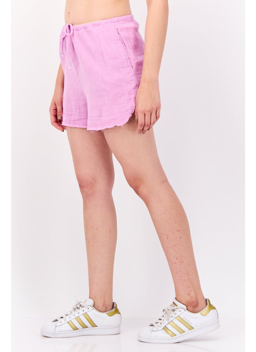 Lefties Women Plain Basic Shorts, Lavender  - Image 2