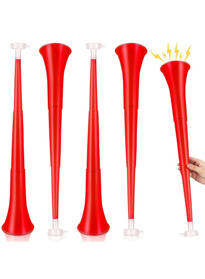 Sosation 4 Pieces Collapsible Stadium Horn 24 Inch Vuvuzela Plastic Trumpet Horn Blow Horn Noisemakers For Sporting Events Graduation Games School Sports Party Supplies Favors Accessories (Red) - Image 1