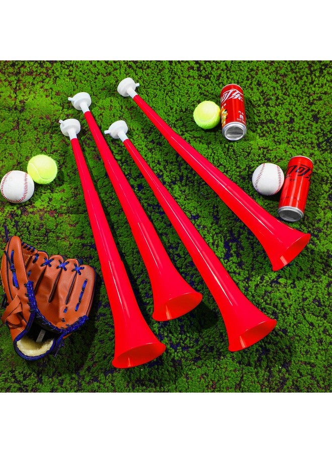 Sosation 4 Pieces Collapsible Stadium Horn 24 Inch Vuvuzela Plastic Trumpet Horn Blow Horn Noisemakers For Sporting Events Graduation Games School Sports Party Supplies Favors Accessories (Red) - Image 3
