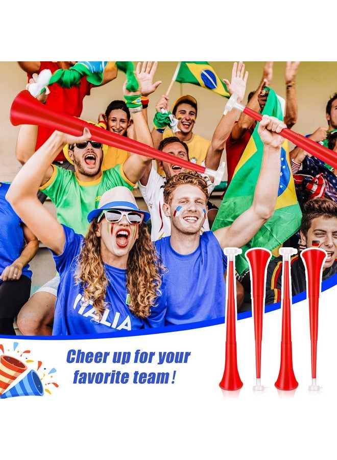 Sosation 4 Pieces Collapsible Stadium Horn 24 Inch Vuvuzela Plastic Trumpet Horn Blow Horn Noisemakers For Sporting Events Graduation Games School Sports Party Supplies Favors Accessories (Red) - Image 5