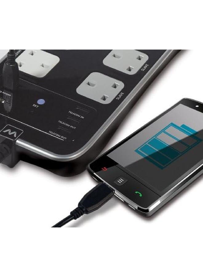 ماستربلاج مركز الطاقة المحمي من زيادة التيار 8 مآخذ 1 ماستر 7 منافذ شحن USB التابعة منافذ الاتصالات حماية من زيادة التيار Srpmstu82Pb - Image 3