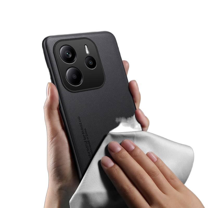LS غطاء واقي بملمس جلد لـ Redmi Note 14 مع مقاوم للصدمات وحماية من السقوط مع مقاوم للصدمات مع لون سادة مع ملمس جلد باللون Solid Color باللون الأحمر - Image 4