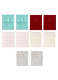 10 Pcs Jewelry Pouches Velvet Bags Velvet Cloth Jewelry Box Pouches Bags with Button for Gift and Jewelry Necklace Bracelet Packing 5 Colors