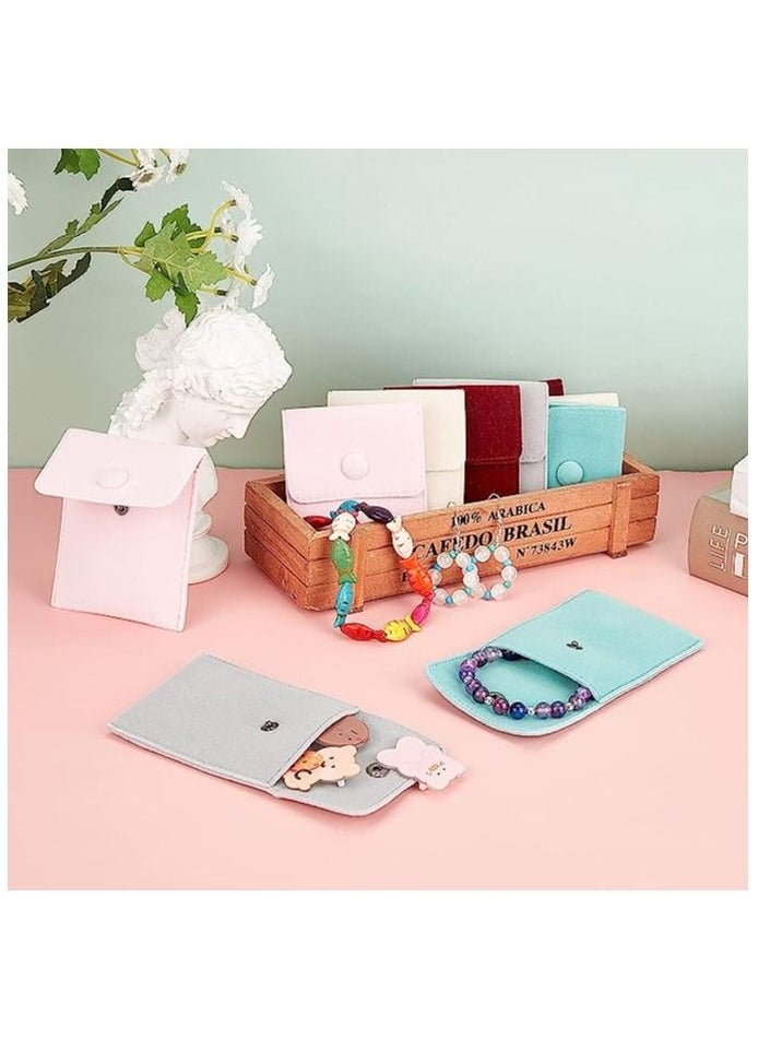 RATSAW - 10 Pcs Jewelry Pouches Velvet Bags Velvet Cloth Jewelry Box Pouches Bags with Button for Gift and Jewelry Necklace Bracelet Packing 5 Colors - Image 1