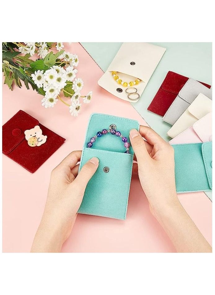 RATSAW - 10 Pcs Jewelry Pouches Velvet Bags Velvet Cloth Jewelry Box Pouches Bags with Button for Gift and Jewelry Necklace Bracelet Packing 5 Colors - Image 1
