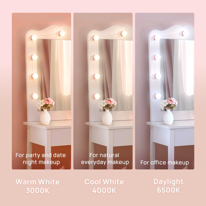 Consciot LED Vanity Lights for Mirror, Hollywood Style Vanity Light with 10 Dimmable Bulbs, Adjustable Color & Brightness, USB Cable, Mirrors Lights Stick on for Makeup Table Dressing Room Mirror - Image 3