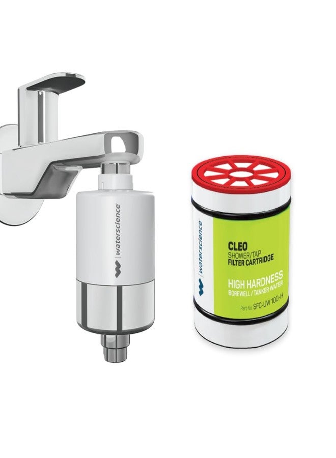 waterscience CLEO Tap And Shower Filter For Hard Water | Water Softener For Bathroom | Hard Water Filter, Silver - Image 1
