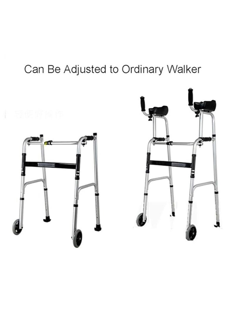 Apustim Walking Walker Adjustable Elderly Standard Walkers Equipped Rest Arm Mobility People Pad Folding Support Wheel Aid Foldable Assist Wheels  - Image 2