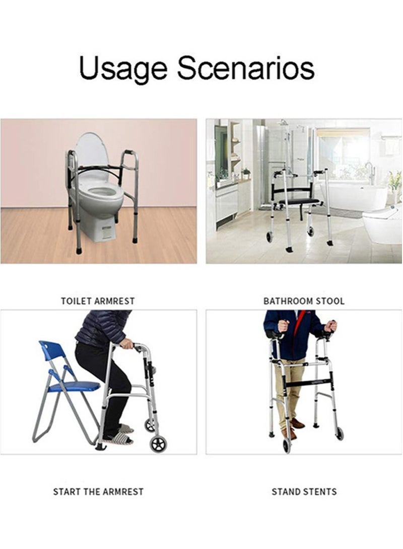 Apustim Walking Walker Adjustable Elderly Standard Walkers Equipped Rest Arm Mobility People Pad Folding Support Wheel Aid Foldable Assist Wheels  - Image 5
