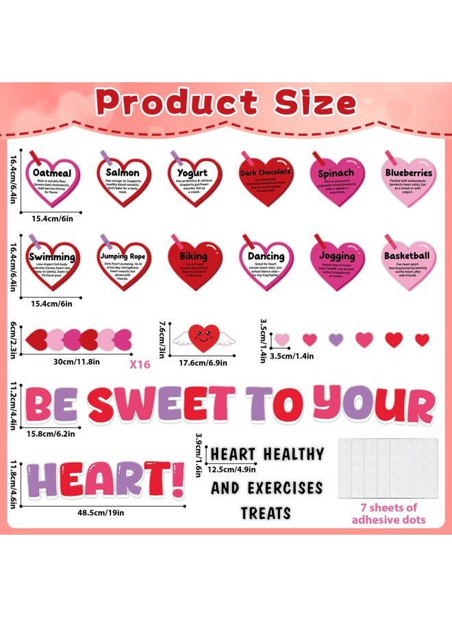 OBUSATT Valentine's Day Heart Health Classroom Bulletin Board Decoration Valentine Sweet to Your Heart Bulletin Board Set Exercises Treat Love Hearts Paper Cutouts for School Home Chalkboard Wall Door - Image 2