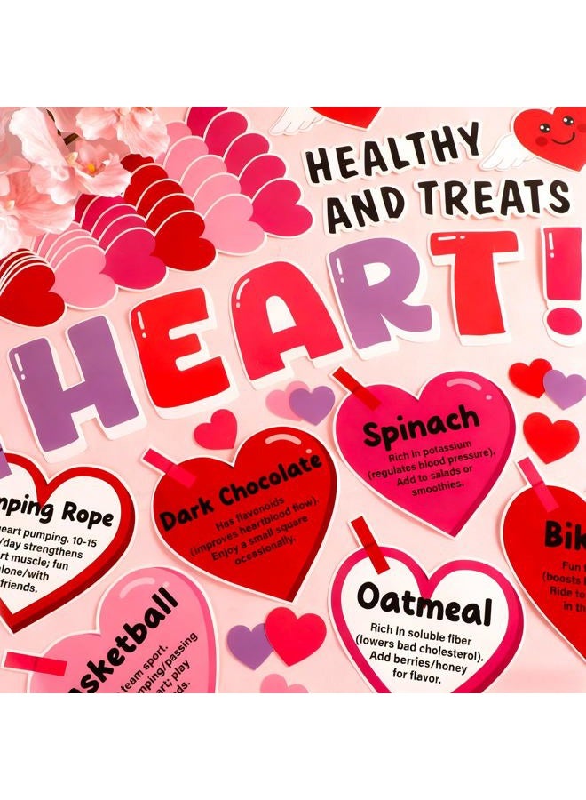OBUSATT Valentine's Day Heart Health Classroom Bulletin Board Decoration Valentine Sweet to Your Heart Bulletin Board Set Exercises Treat Love Hearts Paper Cutouts for School Home Chalkboard Wall Door - Image 4