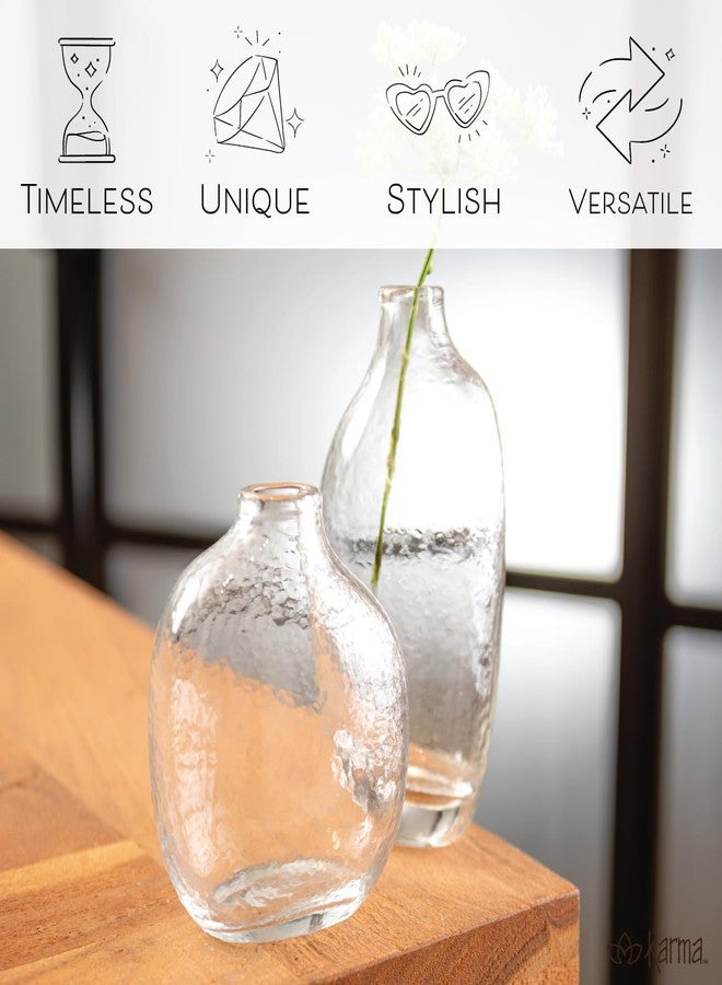 Karma, Hammered Flower Vase, Tabletop Decorative Centerpiece Vase, Modern Boho Décor, Medium Gray - Image 5