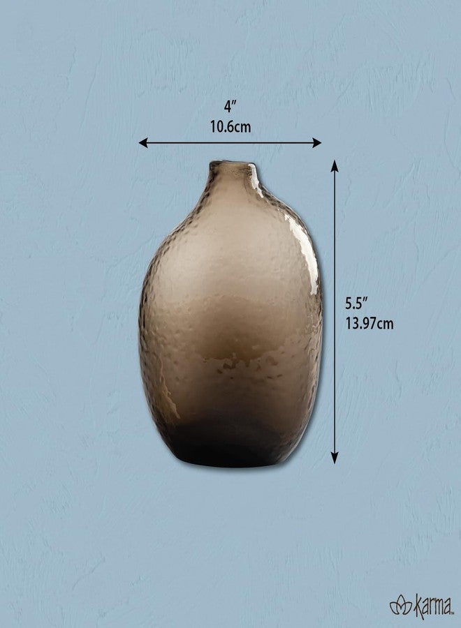 Karma, Hammered Flower Vase, Tabletop Decorative Centerpiece Vase, Modern Boho Décor, Medium Gray - Image 2