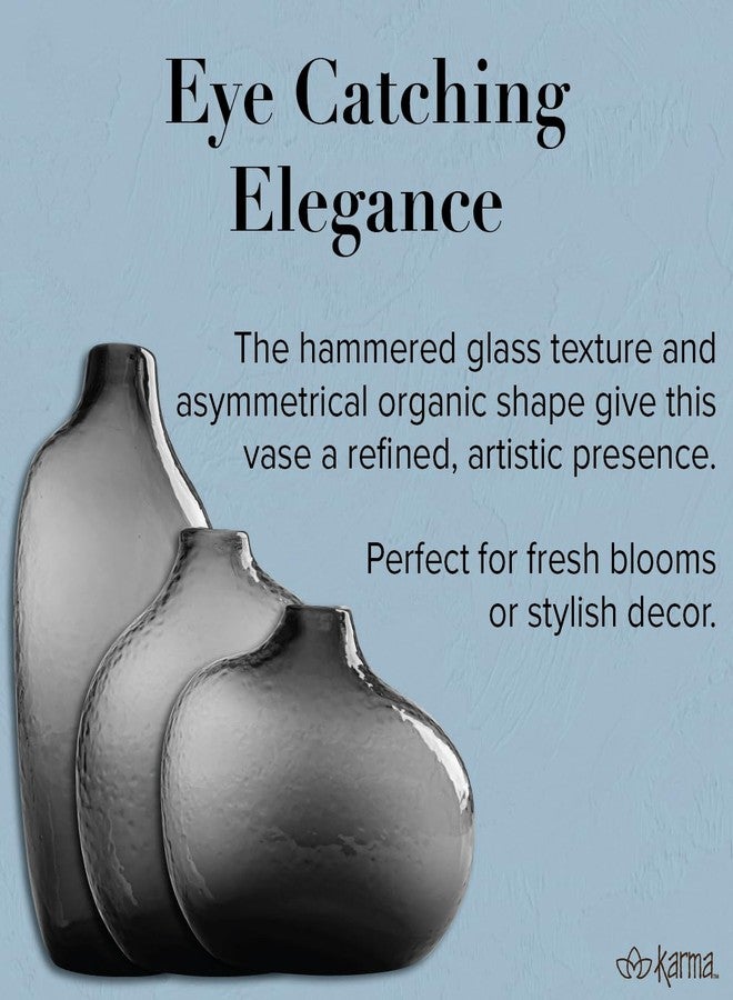 Karma, Hammered Flower Vase, Tabletop Decorative Centerpiece Vase, Modern Boho Décor, Medium Gray - Image 4
