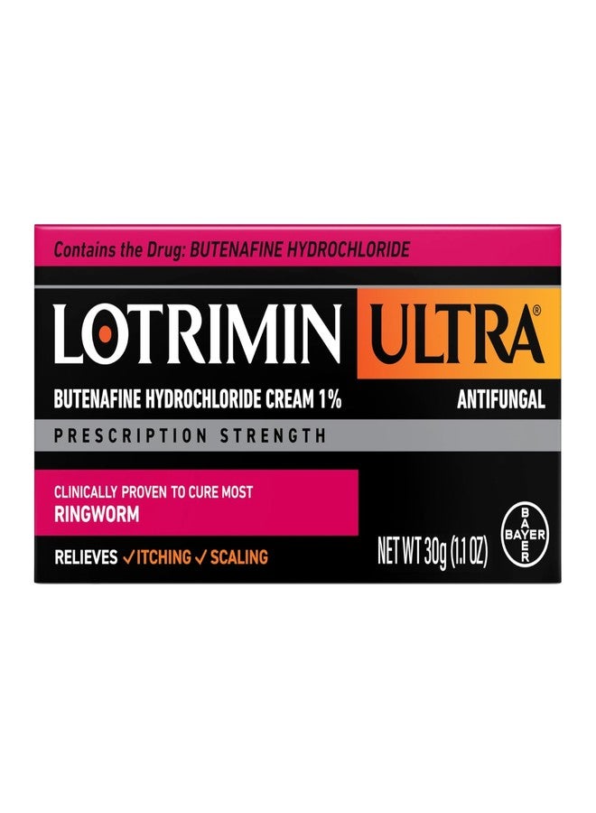 Lotrimin كريم لوتريمين ألترا لعدوى السعفة، بيوتينافين هيدروكلوريد 1%، علاج فعال للفطريات لمعظم حالات السعفة، 1.1 أونصة (30 جرام) - Image 1