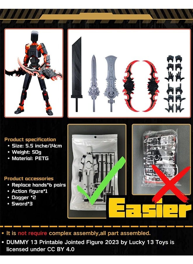 T13 (Assembly Completed) 3D Printed Action Figure,Dummy 13 Robot Action Figure, T13 Collectible Action Figure Articulated, for Collectors Desktop Decorations,(Black Red) - Image 5