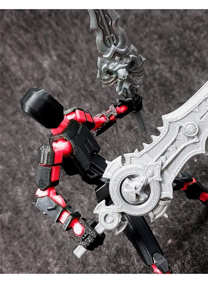 T13 (Assembly Completed) 3D Printed Action Figure,Dummy 13 Robot Action Figure, T13 Collectible Action Figure Articulated, for Collectors Desktop Decorations,(Black Red) - Image 4