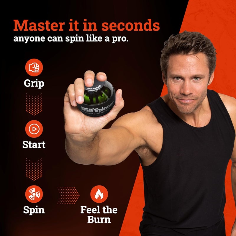 NSD Auto-Start Spinner Gyro Ball – Up to 18,000 RPM Premium hand strengthener and wrist exerciser for grip strength training, forearm workout, and pain relief; durable and portable - Model PB688 - Image 5