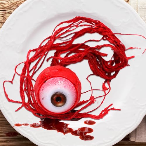 Shappy شابي 2 قطع عيون مزيفة هالوين تمزق عين دمية ديكور رعب هالوين واقعي فيلم مخيف مصنوع يدويًا جودة عيون ممزقة لحفلات الهدايا بني - Image 1